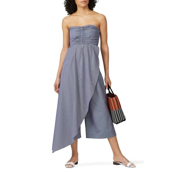 Teija Wrap Overlay Ruched Bodice Cropped Wide Leg 100% Cotton Jumpsuit Size 6 - Picture 1 of 13